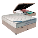 Ver imagem 1 de Cama Box Baú Bipartido Casal Bege e Colchão Freedom Molas Ensacadas Ortobom