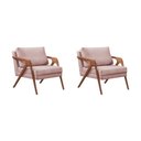 Ver imagem 1 de Kit 2 Poltronas Decorativa Mona Luxo Veludo Rosê Base Madeira Maciça