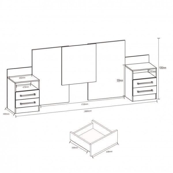 Conjunto Quarto Casal Guarda-Roupa com Espelho 6 Portas e Cabeceira Casal/Queen Espresso Móveis - 7