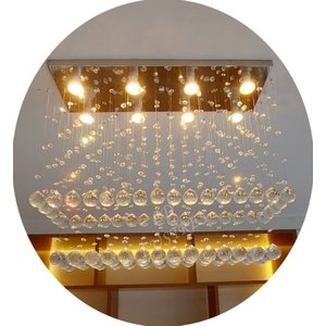 Lustre Pendente Cristal Acrílico Moderno Luxuoso Vai Montado:90cm/bivolt