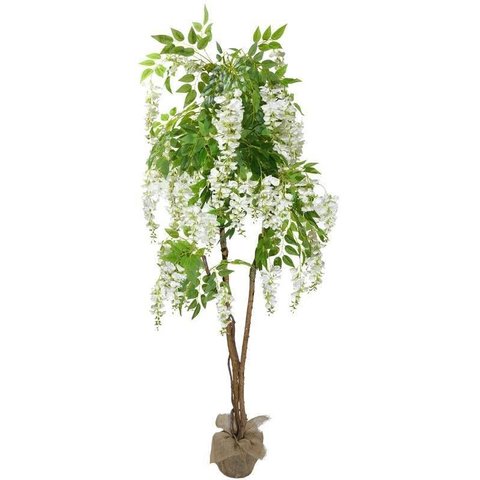 Arvore Planta Glicinia 185cm 3 Galhos com Flores Realista