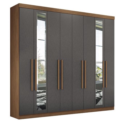 Guarda Roupa Casal Master New 8.4 8 Portas Jatobá/grafite com Espelho - Santos Andirá
