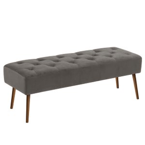 Banco Estofado Rubi 1,20m Suede Cinza - Clique Decorações