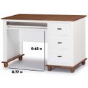 Ver imagem 2 de Escrivaninha 3 Gavetas Suporte Teclado e Divisor de Ambiente 50605 Linz Moveis Branco/imbuia Glazer