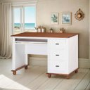 Ver imagem 5 de Escrivaninha 3 Gavetas Suporte Teclado e Divisor de Ambiente 50605 Linz Moveis Branco/imbuia Glazer
