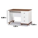 Ver imagem 3 de Escrivaninha 3 Gavetas Suporte Teclado e Divisor de Ambiente 50605 Linz Moveis Branco/imbuia Glazer