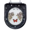 Assento Sanitário Tampa de Vaso Vogue Plus Preto Decorado com Borboleta - Borboleta Vermelha - 1