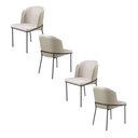 Ver imagem 4 de Conjunto 4 Cadeiras Aurora Linho Bege Couro Pérola Metal Preto