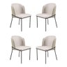 Conjunto 4 Cadeiras Aurora Linho Bege Couro Pérola Metal Preto - 9