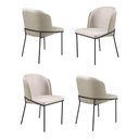 Ver imagem 1 de Conjunto 4 Cadeiras Aurora Linho Bege Couro Pérola Metal Preto