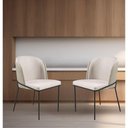 Ver imagem 2 de Conjunto 4 Cadeiras Aurora Linho Bege Couro Pérola Metal Preto