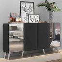 Ver imagem 3 de Aparador Buffet 4 Portas com Espelho Retrô Vegas Multimóveis V3562 Preto/Branco