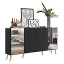 Ver imagem 1 de Aparador Buffet 4 Portas com Espelho Retrô Vegas Multimóveis V3562 Preto/Branco