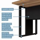 Ver imagem 7 de Mesa Escritório Plataforma 6 Lugares 3,6m Pé Metal Nog Pr F5 Cor:nogal com Preto