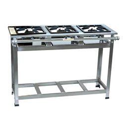 Fogão Industrial 3 Bocas 30x30 Inox Alta Pressão Sem Forno Cristalaço - 1