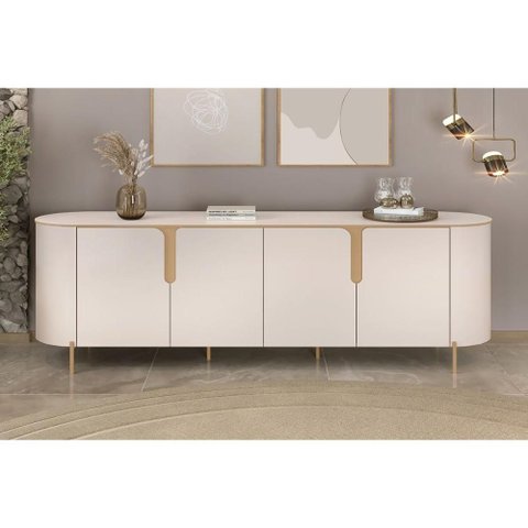 Buffet de Sala Jantar Cleo C/ 4 Portas Off White - Dj Móveis
