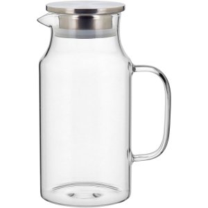 JARRA 23x16x16cm 1,5L BOROSILICATO TRANSPARENTE TAMPA INOX