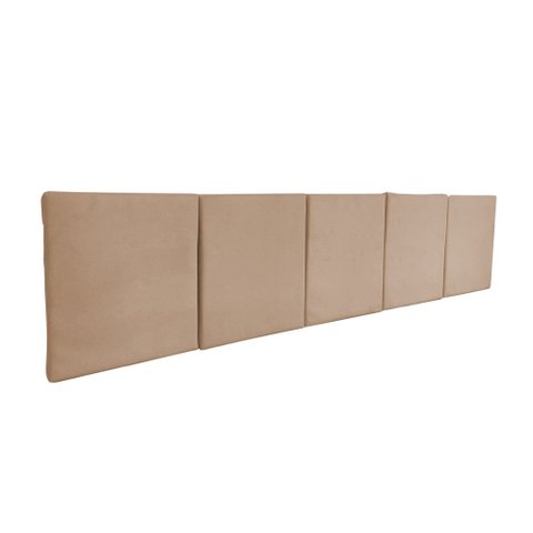 Cabeceira Painel para Cama Box Casal Queen Tecido Veludo - 1 Módulo 30x40cm Bege