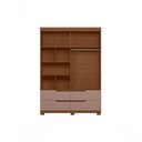 Ver imagem 2 de Guarda Roupa Solteiro Doble 4 Portas de Bater 4 Gavetas MDP Nogueira Cappuccino 160cm