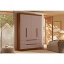 Ver imagem 1 de Guarda Roupa Solteiro Doble 4 Portas de Bater 4 Gavetas MDP Nogueira Cappuccino 160cm