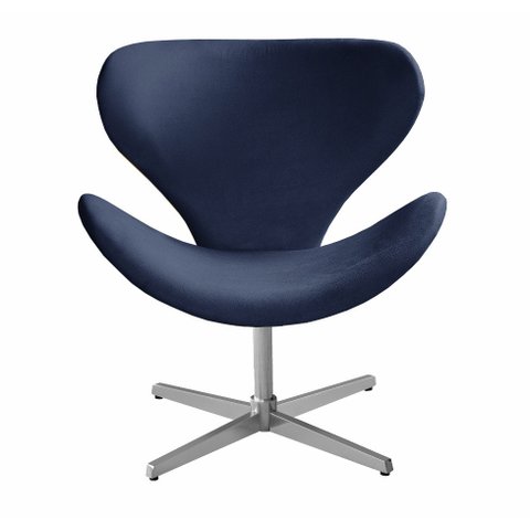 Poltrona Isis Giratória de Metal Cadeira Decorativa Pé Metal Recepção, Sala, Escritório - Suede Azul