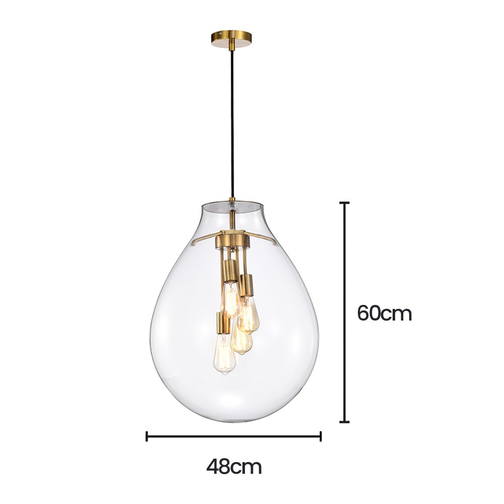 Lustre Pendente Skylight Tommy 3039 G E27 Bivolt Dourado/transparente - 4