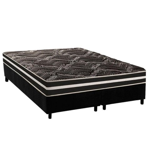 Conjunto Box Queen Colchão Anatômico Paropas D28 Master Ag80 Black Double Face 17 + Base Crc Suede