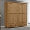 Guarda-roupa 4 Portas 2 Gavetas Topázio Freijó Madeira Pinus - Finestra - 1
