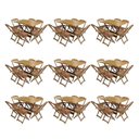 Ver imagem 1 de Kit 9 Conjuntos De Mesa Dobravel Com 6 Cadeiras De Madeira 120X70 Para Restaurante E Bar - Mel