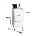 Ver imagem 4 de Mesa de Cabeceira Branca 30cm 3 Gavetas Mdf Quarto Gaveteiro Puxador Cinza - com Rodinhas Já Montado