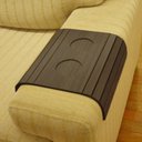 Ver imagem 4 de Kit 2 un Bandeja Apoio Braço Sofá Esteira Flexível Madeira MDF Grosso 6mm Porta Copos Marrom Tabaco