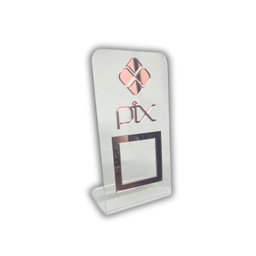 Expositor Qr Code Pix - Cristal com Rosa - 2