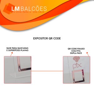 Expositor Qr Code Pix - Cristal com Rosa
