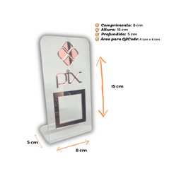 Expositor Qr Code Pix - Cristal com Rosa - 3