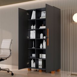 Multiuso 2 Portas Preto Armario com Chave Dacar Carmolar - 3