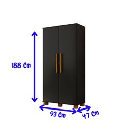Multiuso 2 Portas Preto Armario com Chave Dacar Carmolar - 5