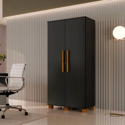 Multiuso 2 Portas Preto Armario com Chave Dacar Carmolar - 2