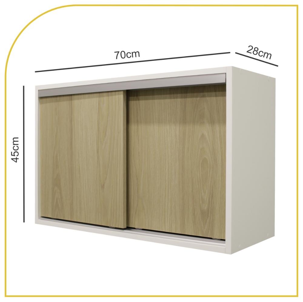 Armário Aéreo Multiuso 70cm 2 Portas de Correr 100% Mdf - 2