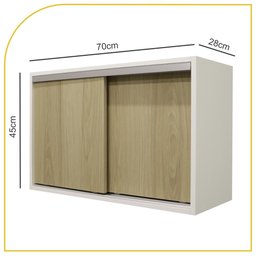 Armário Aéreo Multiuso 70cm 2 Portas de Correr 100% Mdf - 2