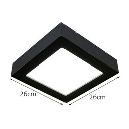 Plafon Led Sobrepor Valencia 16w 26x26 3000k Preto Bivolt - 3