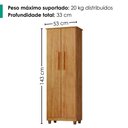 Ver imagem 3 de Armario para Lavanderia Multiuso 2 Portas 143x53 cm Nina Cedro Rudk