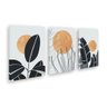 Quadros Para Sala Trio Moderno Tela Canvas Flores Folhas Art - 1