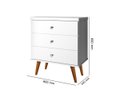 Ver imagem 3 de Mesa de Cabeceira Sta Estilo Retrô com Pés Palito 3 Gavetas com Puxadores Cromados Cor Branco Ja