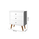 Ver imagem 3 de Mesa de Cabeceira Sta Estilo Retrô com Pés Palito 3 Gavetas com Puxadores Cromados Cor Branco Ja