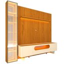 Ver mais imagens de Rack com Painel Ripado para TV até 84 Polegadas com LED 100% MDF 266,8CMX237CM Pés em Madeira Maciça Nobre Clean Luminare