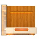 Ver imagem 2 de Rack com Painel Ripado para TV até 84 Polegadas com LED 100% MDF 266,8CMX237CM Pés em Madeira Maciça Nobre Clean Luminare