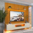 Ver imagem 7 de Rack com Painel Ripado para TV até 84 Polegadas com LED 100% MDF 266,8CMX237CM Pés em Madeira Maciça Nobre Clean Luminare
