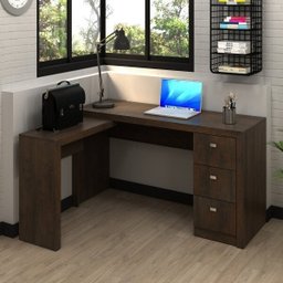 Mesa para Escritório em L com 3 Gaveta Me4101  - 2