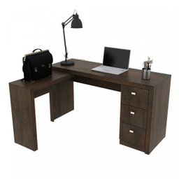 Mesa para Escritório em L com 3 Gaveta Me4101  - 3