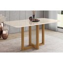 Ver imagem 1 de Mesa para Cozinha Natalí SC71 + Tampo Madeirado Vidro Curvo 160x90cm Nature/Off White - Henn